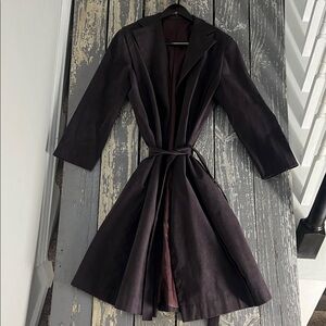 Charles Klein Brown Maxi Coat Long Classic Chic Winter Coat Women
